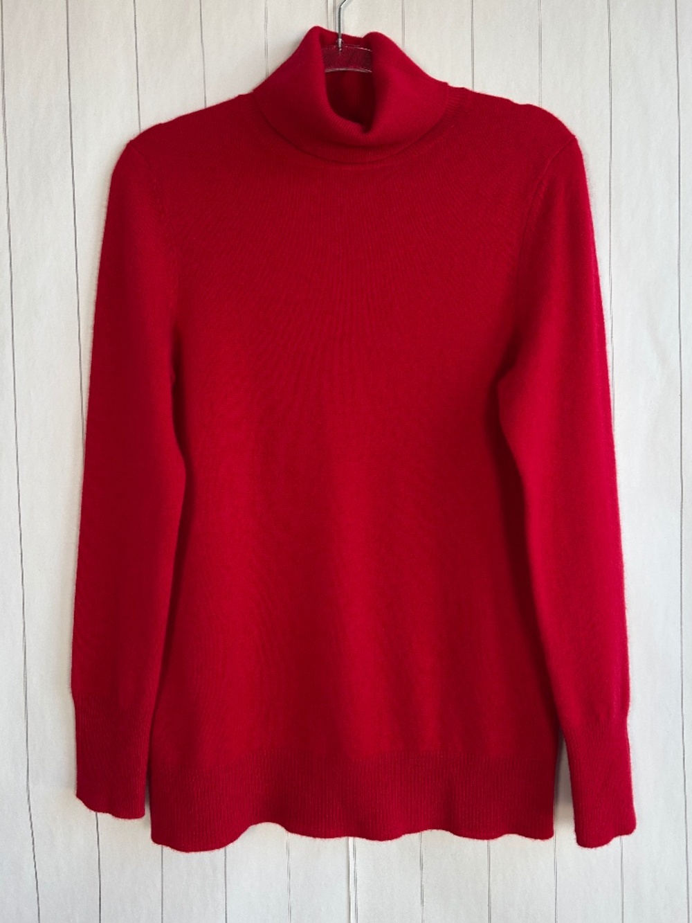 Alex Marie size L turtleneck pullover sweater red 100% cashmere ribbed trim